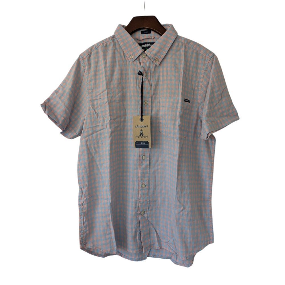 Chubbies The Malted Milk Slub Polin‎ Friday Shirt Mens Small Blue Pink NWT $64